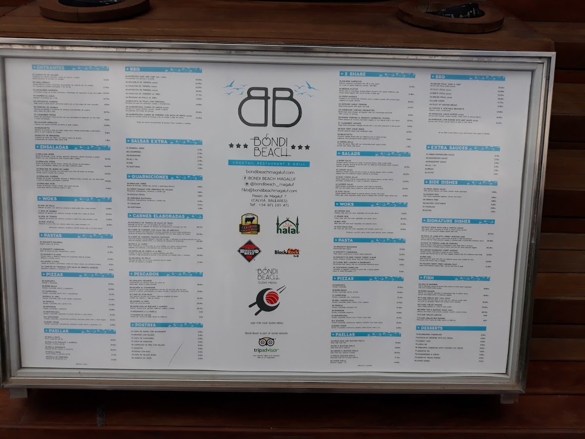 Menu Bondi Beach Magaluf-6