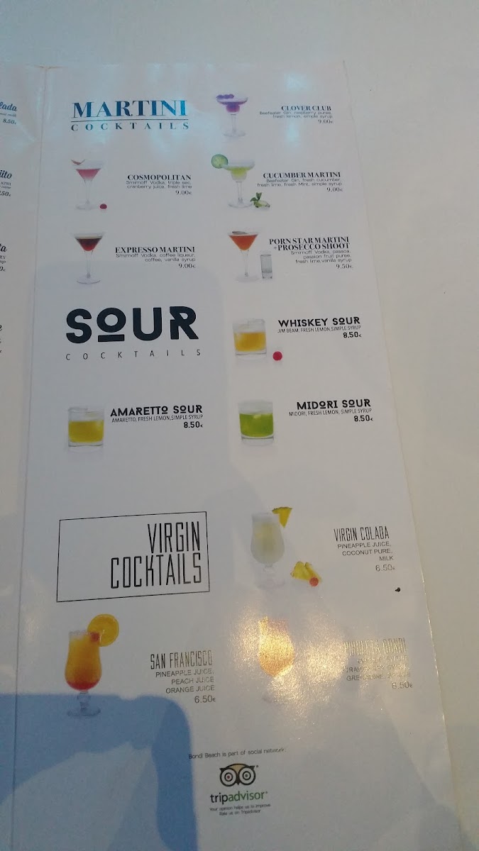 Menu Bondi Beach Magaluf-7