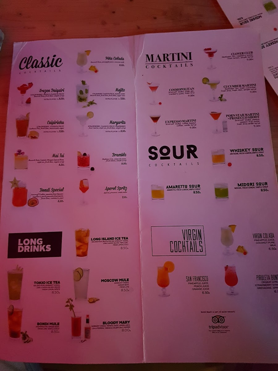 Menu Bondi Beach Magaluf-9